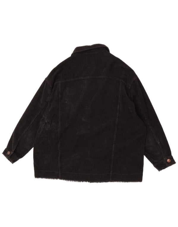 Zara Damen Übergroße Cordjacke UK 6 XS Schwarz Baumwolle