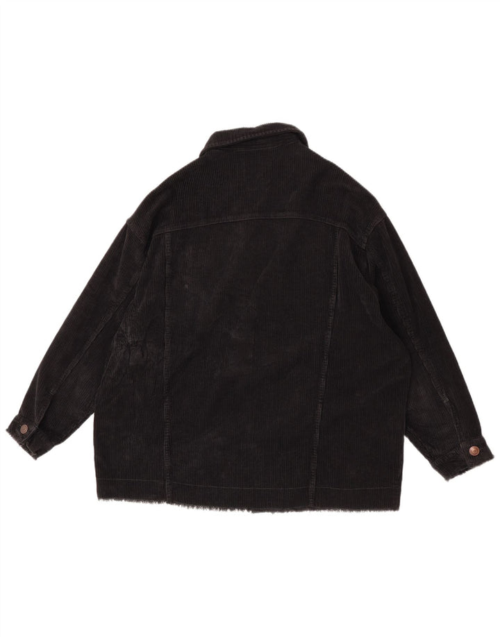 Zara Damen Übergroße Cordjacke UK 6 XS Schwarz Baumwolle