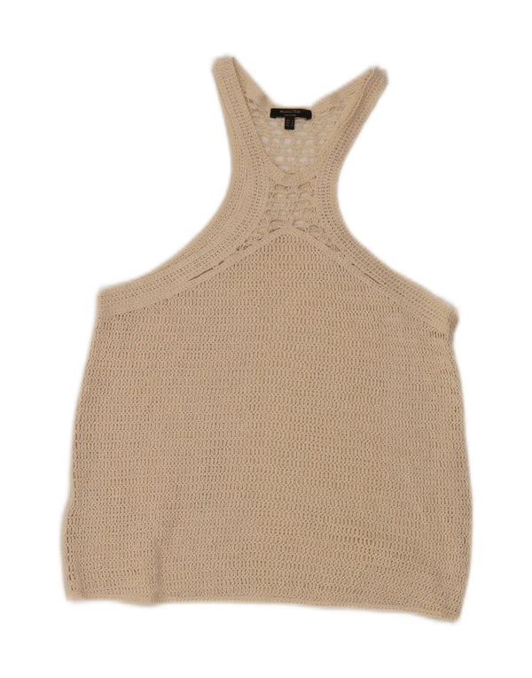 Massimo Dutti Damen Häkelweste Top UK 10 Small Beige