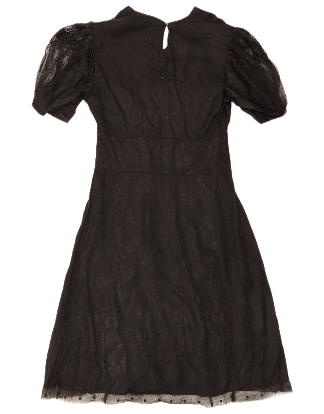 Vintage Damen Maxikleid UK 12 Medium Schwarz geblümt