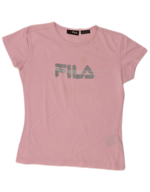 FILA Damen Crop Graphic T-Shirt Top UK 10 Small Pink