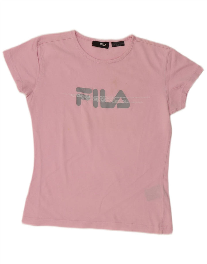 FILA Damen Crop Graphic T-Shirt Top UK 10 Small Pink