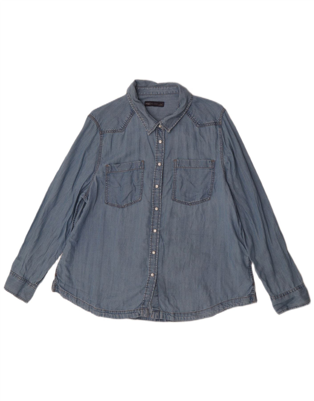 Marks & Spencer Damen Jeanshemd UK 18 XL Blaues Lyocell