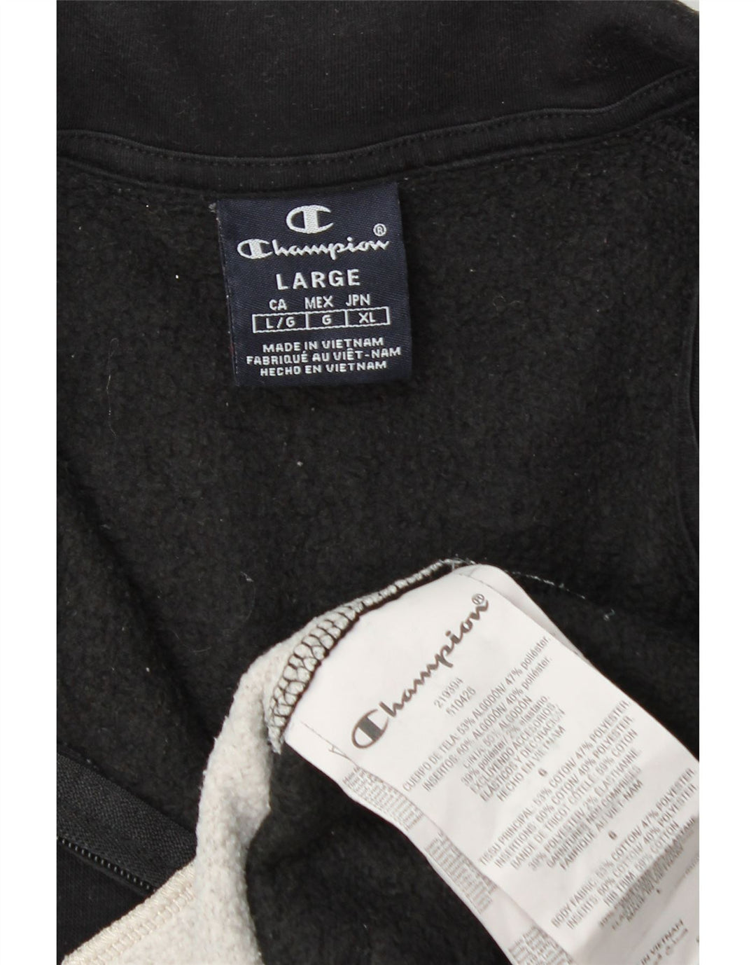 CHAMPION Herren-Trainingsanzug-Oberteil, Jacke, groß, schwarze Farbblock-Baumwolle