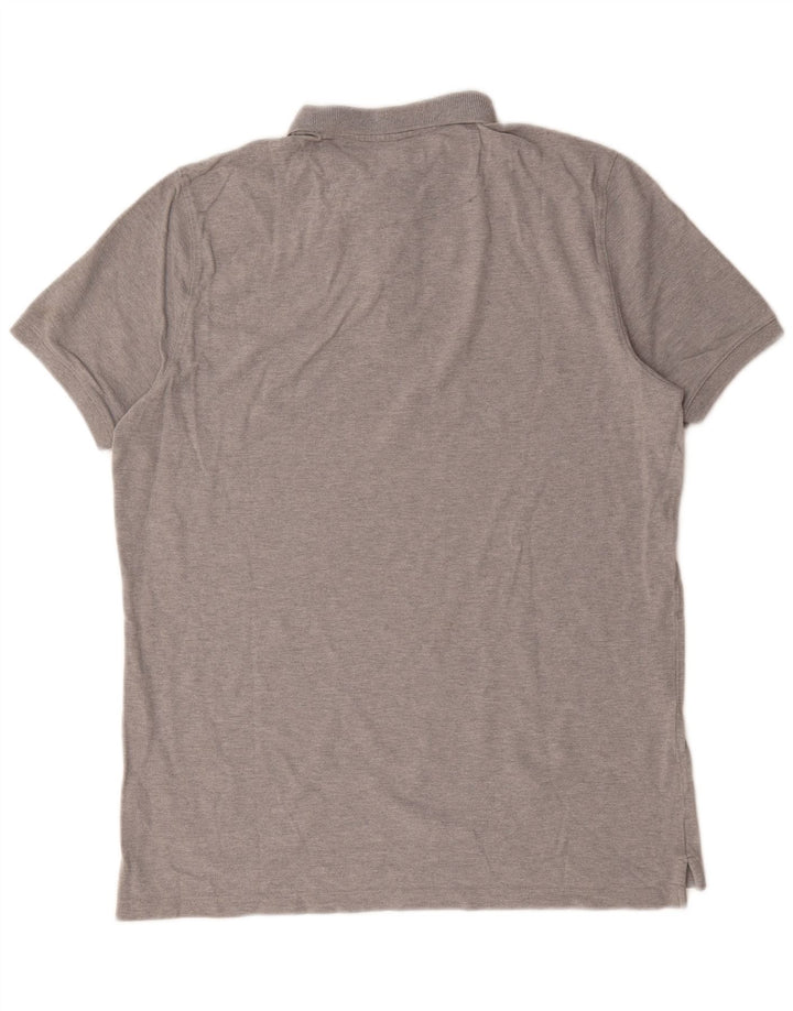 Massimo Dutti Herren-Poloshirt, groß, grau gesprenkelte Baumwolle