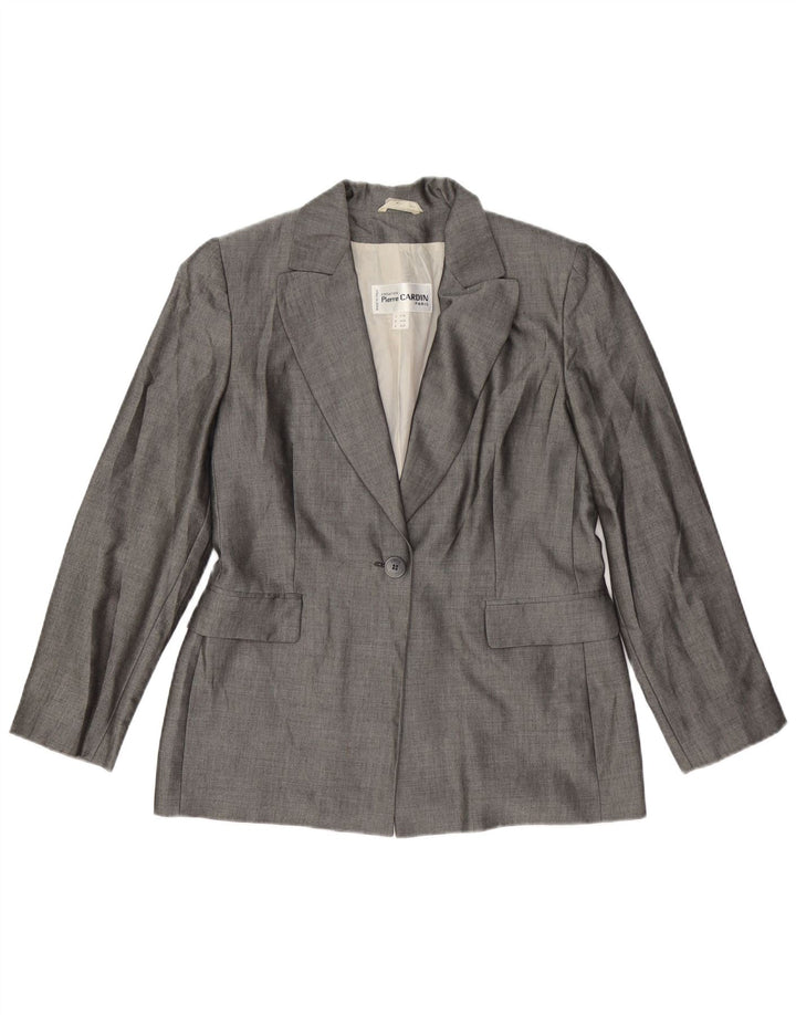 PIERRE CARDIN Damen 1-Knopf-Blazerjacke IT 44 Mittelgraue Viskose