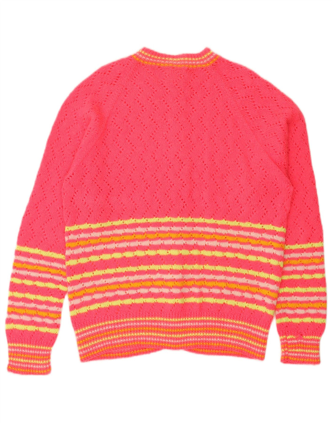 VINTAGE Womens Cardigan Sweater UK 14 Medium Pink Striped