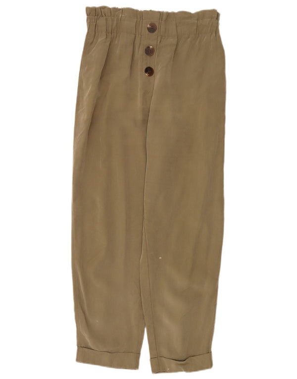 Zara Damen Freizeithose mit hoher Taille, Größe S, W26, L28, Khaki