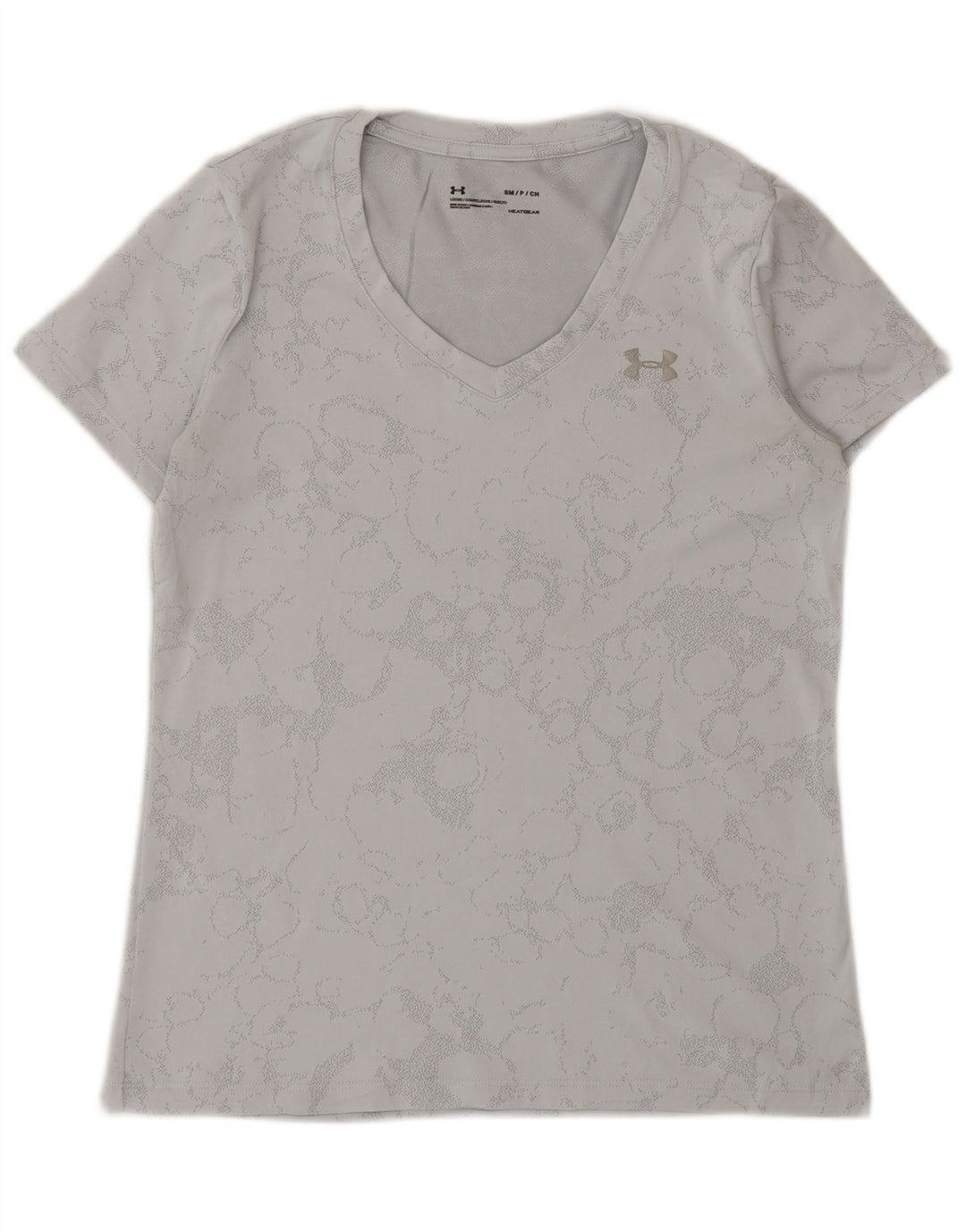Under Armour Damen Heat Gear T-Shirt mit abstraktem Muster, UK 10, Größe S, Grau