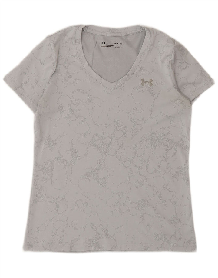 Under Armour Damen Heat Gear T-Shirt mit abstraktem Muster, UK 10, Größe S, Grau