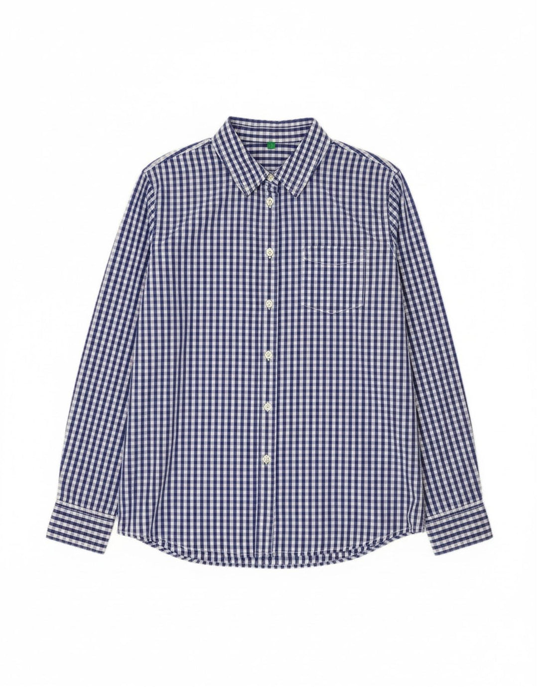 Benetton Damen-Hemd UK 16, Größe L, blau, Gingham-Baumwolle