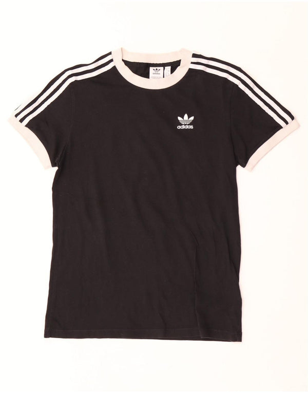 Adidas Womens Oversized T-Shirt Top UK 4 XS Black Colourblock Cotton