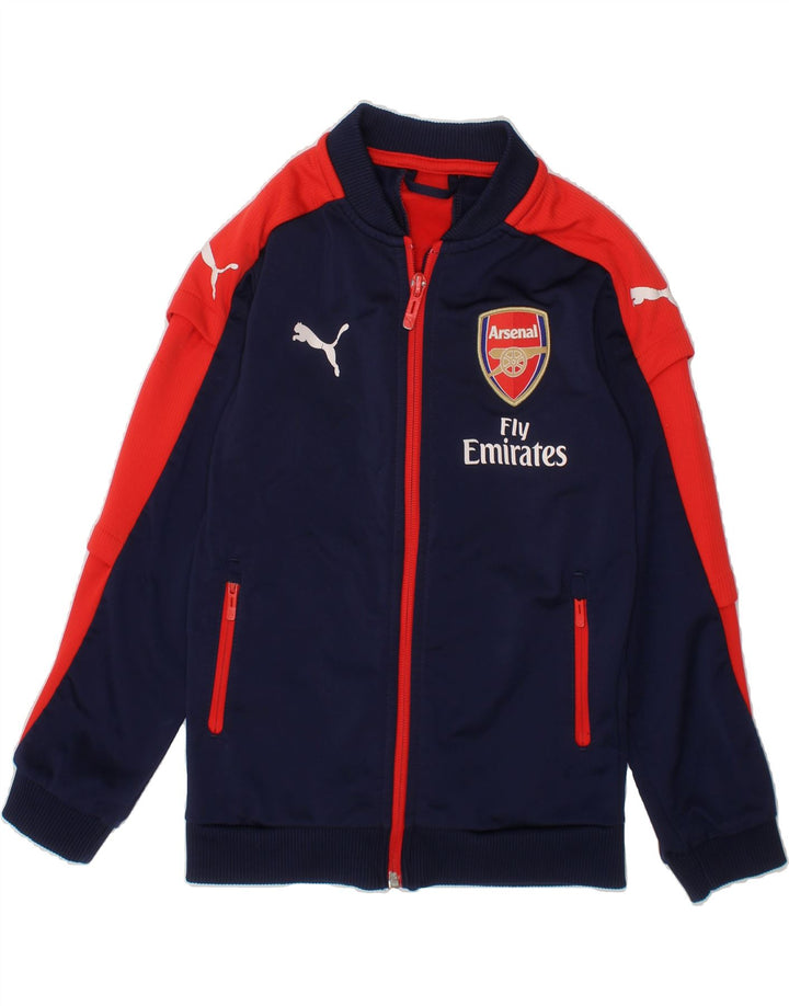 PUMA Boys Graphic Tracksuit Top Jacket 7-8 Years Navy Blue Colourblock Vintage Puma and Second-Hand Puma from Messina Hembry 