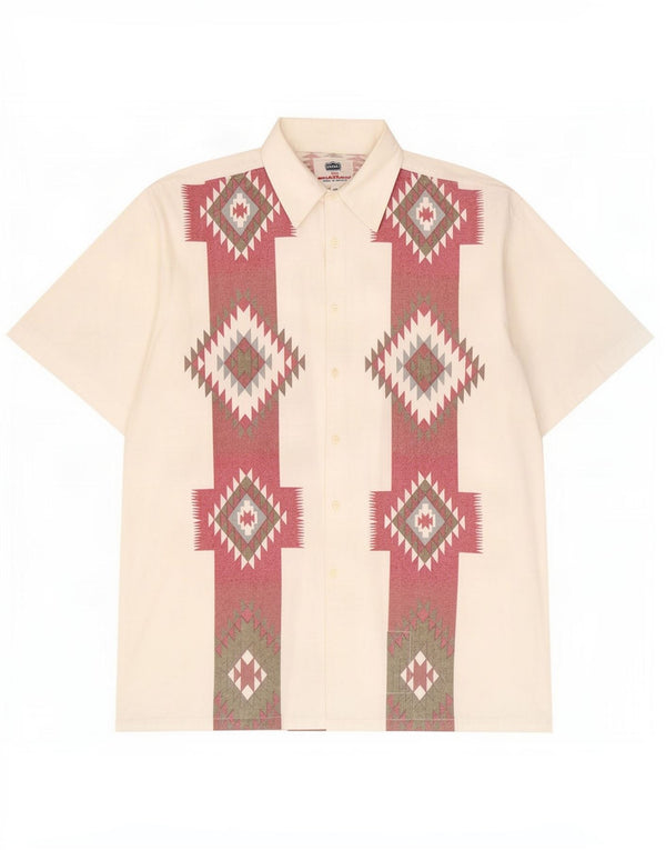 Rocky Mens Short Sleeve Shirt Small Off White Geometric