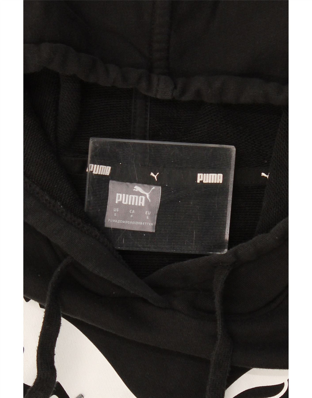 Puma Womens Oversized Crop Graphic Hoodie Pullover UK 10 Small Schwarz