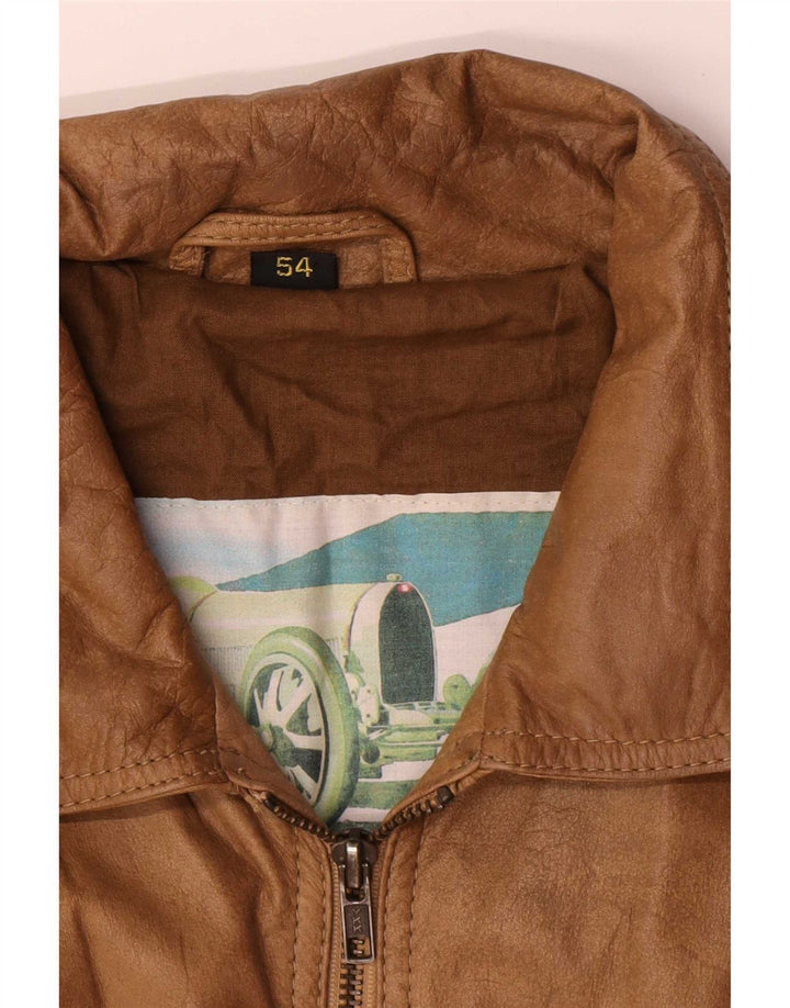 Vintage Herren Lederjacke IT 54 2XL Braun