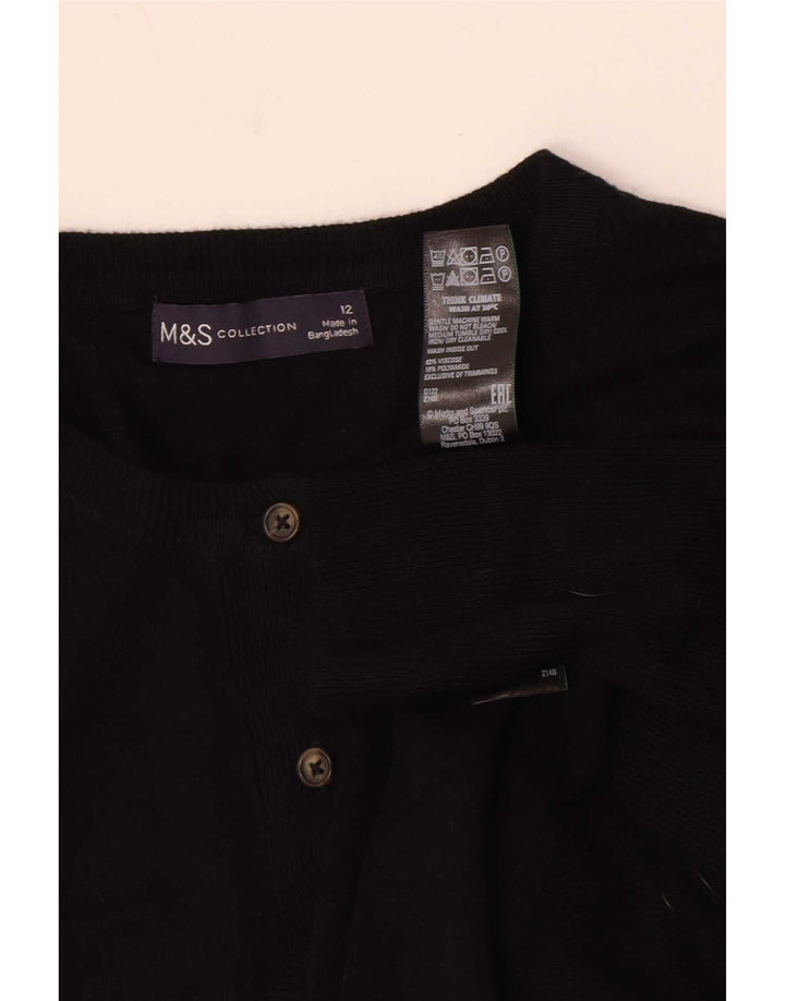 Marks & Spencer Damen Crop Cardigan Pullover UK 12 Mittelschwarze Viskose