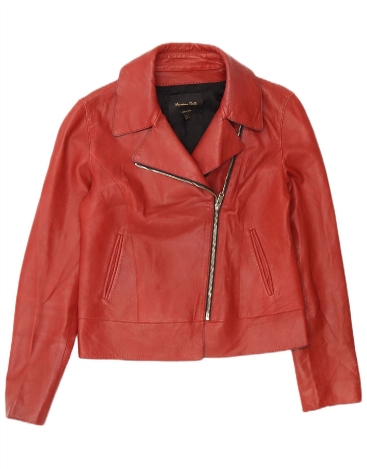 Massimo Dutti Herren-Leder-Bikerjacke, UK 36, kleines rotes Leder