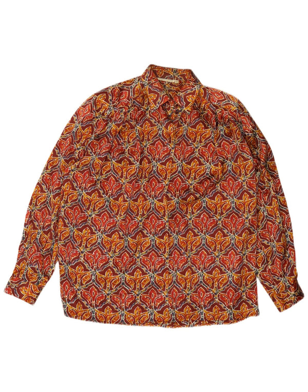 Vintage Damen Hemdbluse UK 18 XL Burgunder Seide