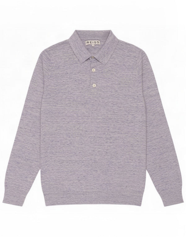 Reiss Herren-Pullover mit Rollkragen, klein, blau meliert, Baumwolle
