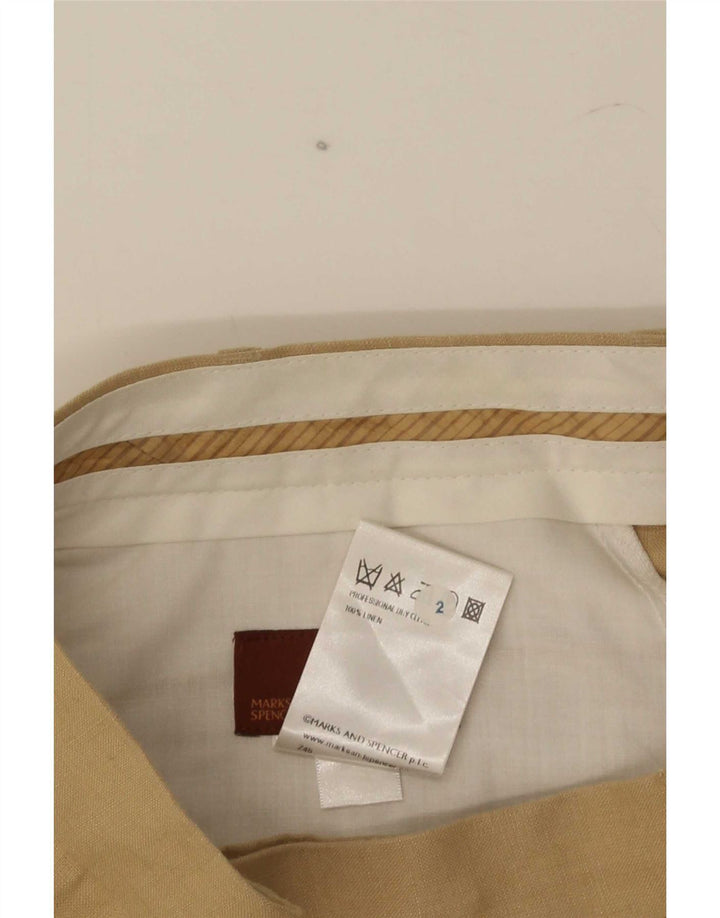 Gerade Herren-Anzughose von Marks & Spencer, W36, L33, braunes Leinen