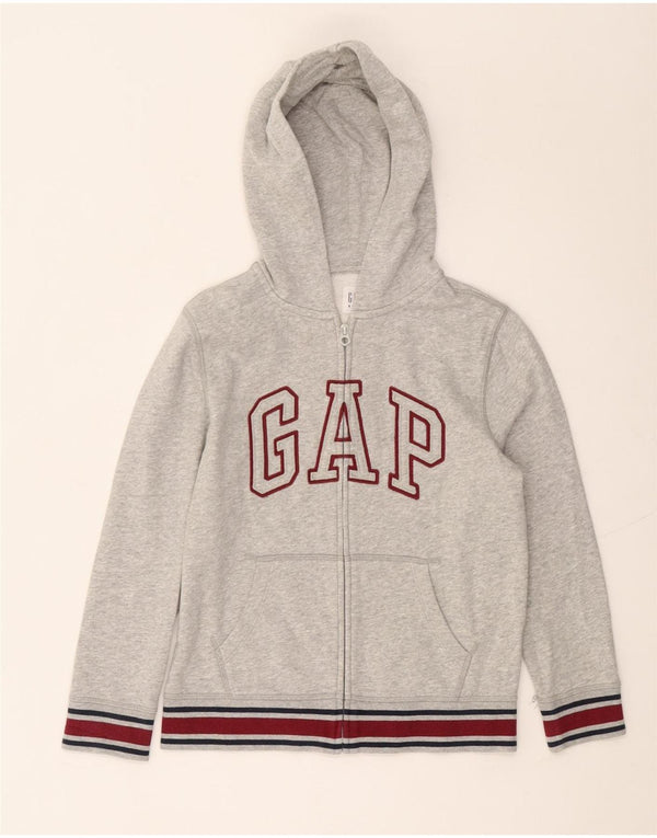 Gap Mädchen-Kapuzenpullover mit grafischem Reißverschluss, 9–10 Jahre, Größe L, Grau, Farbblock