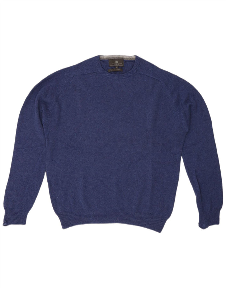 Marks & Spencer Herren-Pullover mit Rundhalsausschnitt, reguläre Passform, mittelblaue Wolle