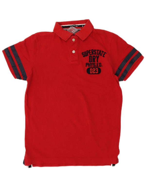 Superdry Herren-Poloshirt mit Grafik, groß, rot gestreift, Baumwolle