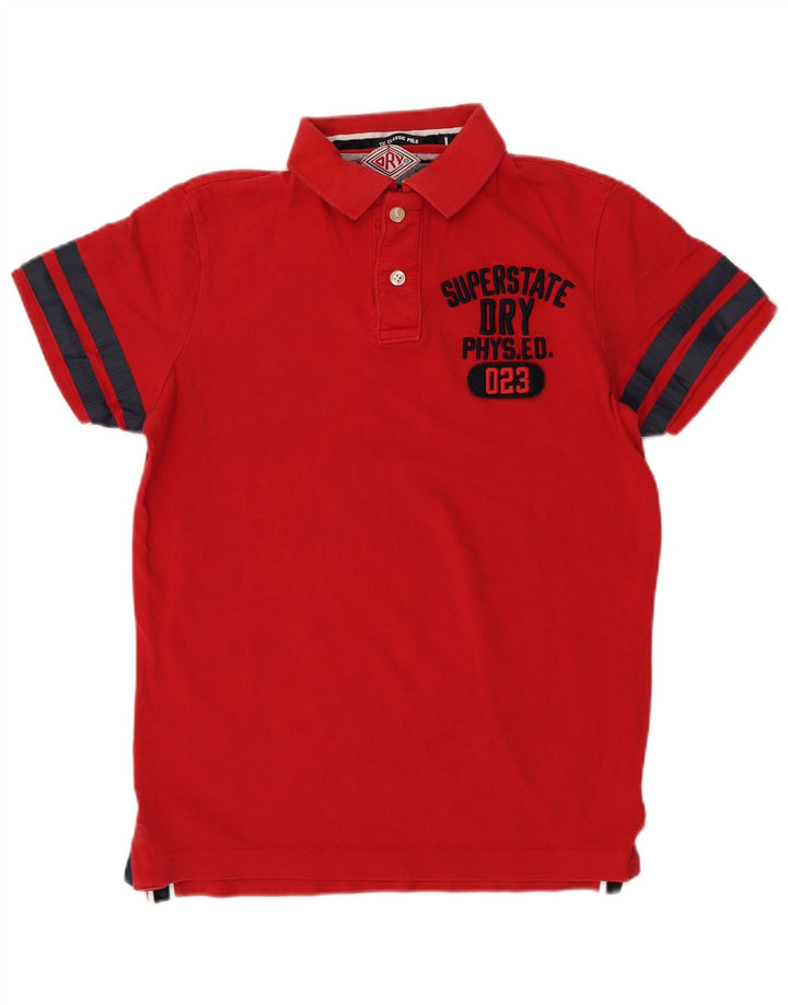 Superdry Herren-Poloshirt mit Grafik, groß, rot gestreift, Baumwolle