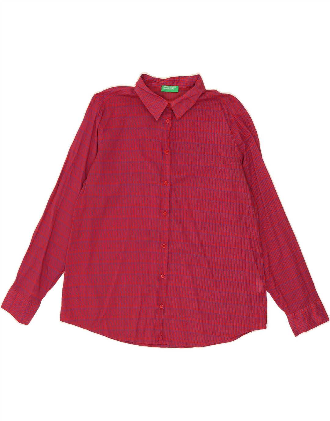 BENETTON Womens Shirt UK 18 XL Red Check Cotton Vintage Benetton and Second-Hand Benetton from Messina Hembry 