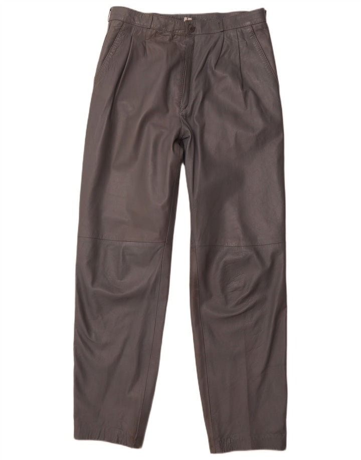 VINTAGE Damenhose mit hoher Taille, IT 46, groß, W30, L31, graues Leder