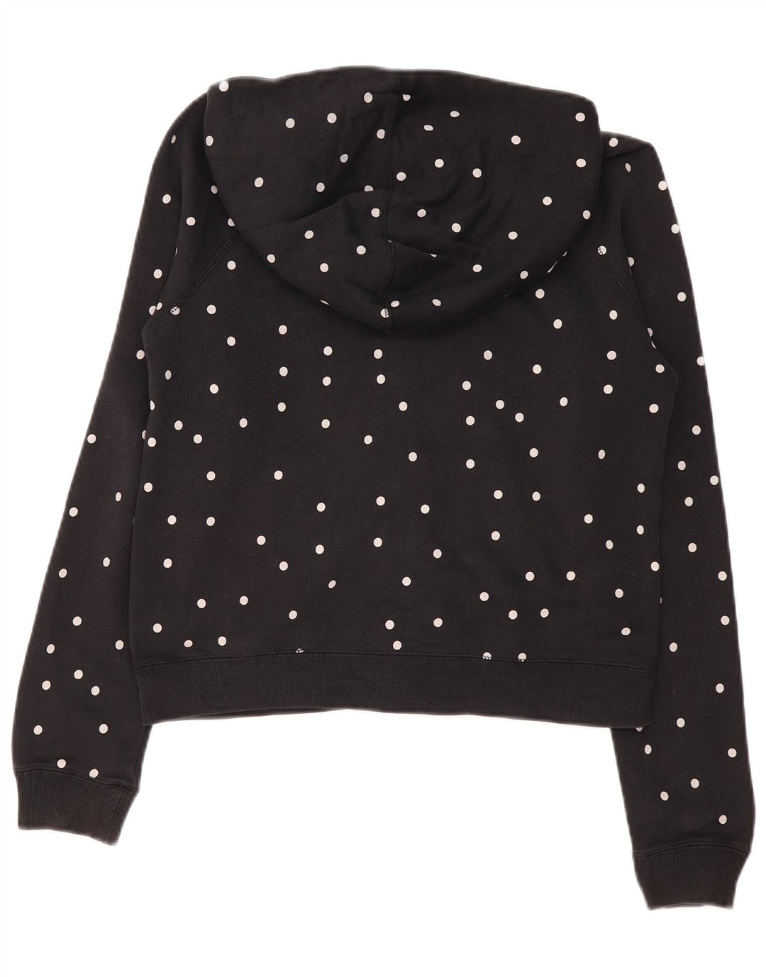 Nike Damen Zip Hoodie Pullover UK 10 Small Black Polka Dot Baumwolle