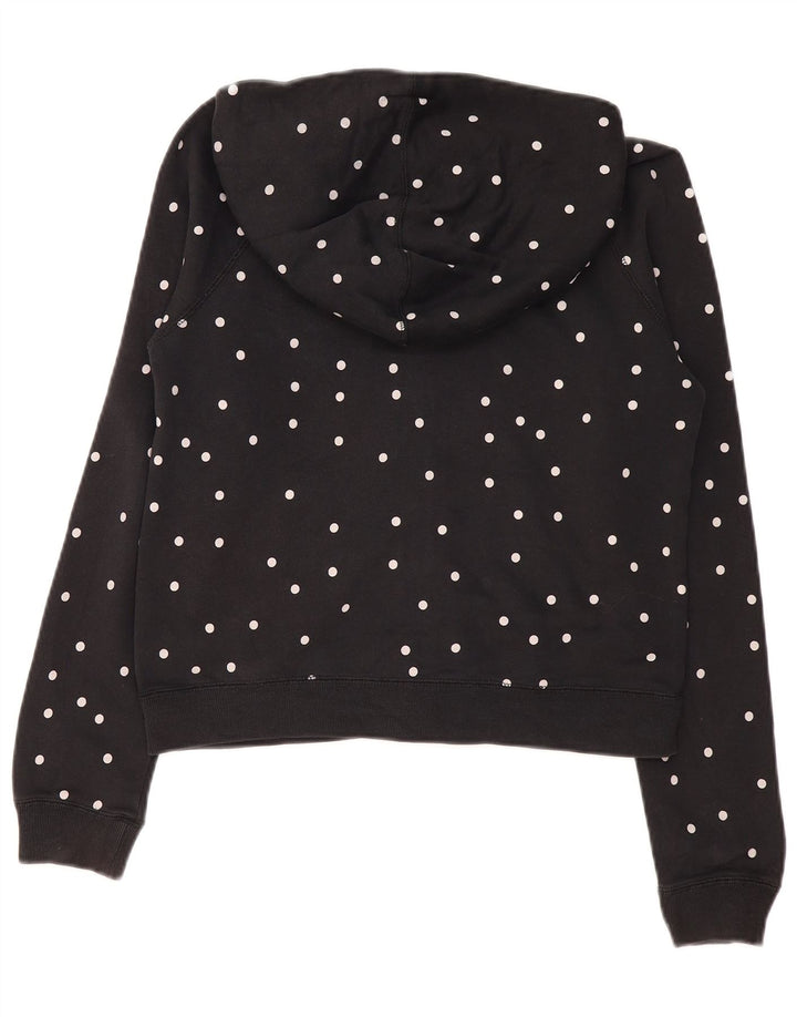 Nike Damen Zip Hoodie Pullover UK 10 Small Black Polka Dot Baumwolle