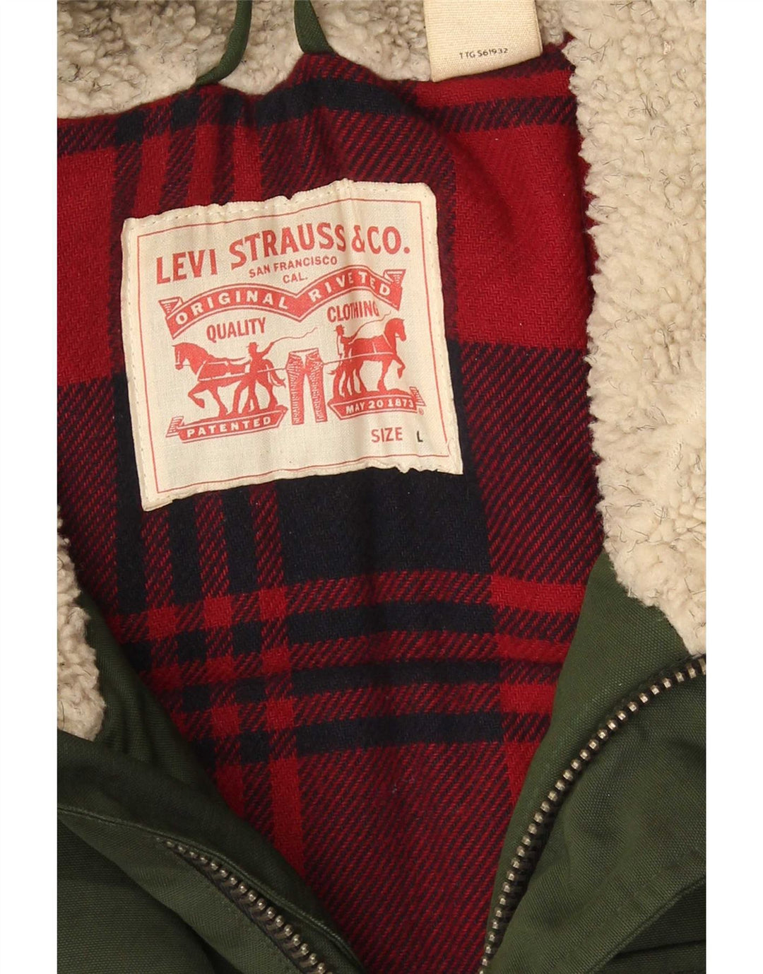 Levi's Herren-Jacke mit Kapuze, gepolstert, UK 40, Größe L, grün, Baumwolle