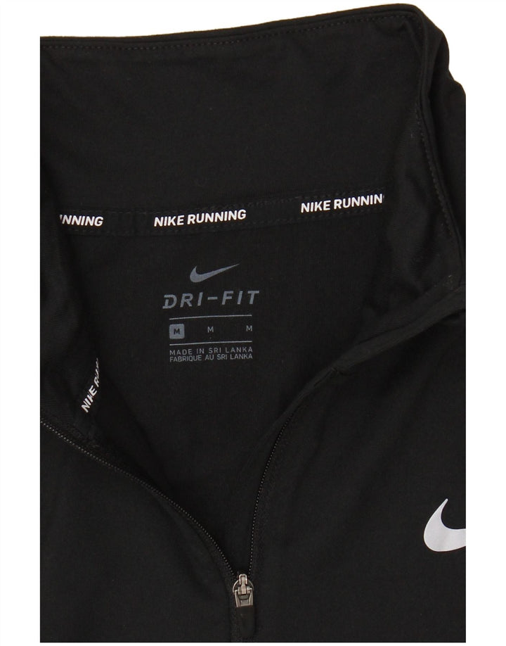 NIKE Womens Dri Fit Zip Neck Pullover Tracksuit Top UK 14 Medium Black