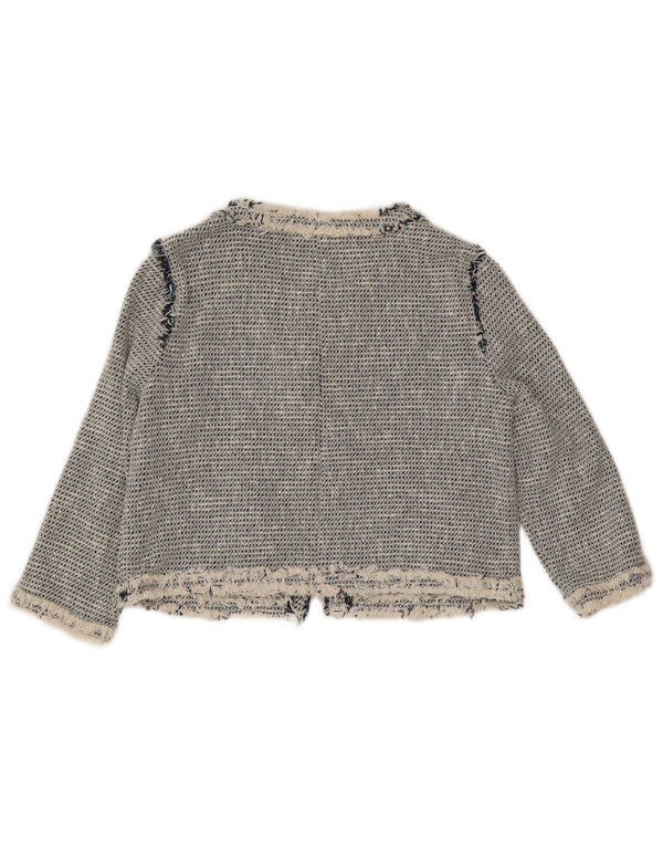 Zara Womens Crop 3/4 Sleeve Open Bolero Jacket UK 18 XL Navy Blue Flecked