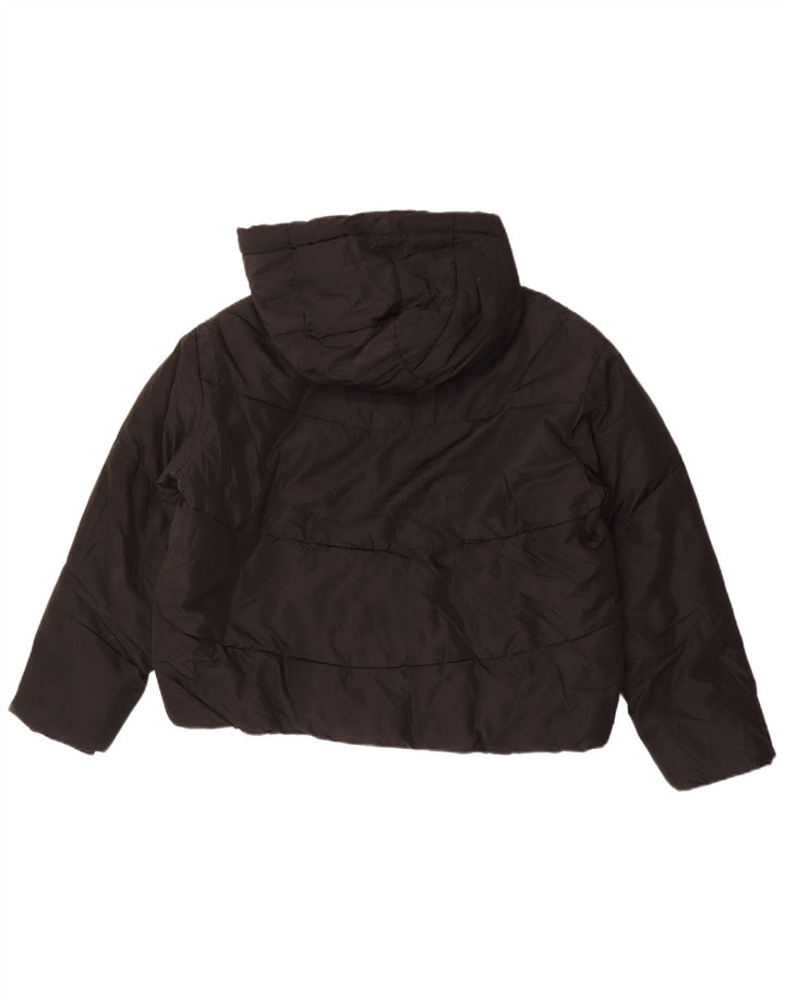 Zara Womens Oversized Crop Hooded Wattierte Jacke UK 10 Small Schwarz Polyester