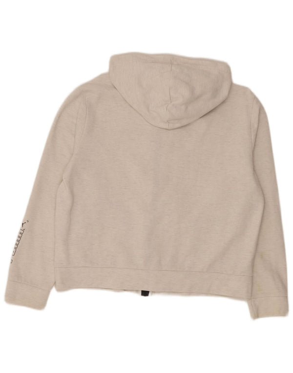Puma Womens Graphic Zip Hoodie Pullover UK 14 Mittelweiße Baumwolle