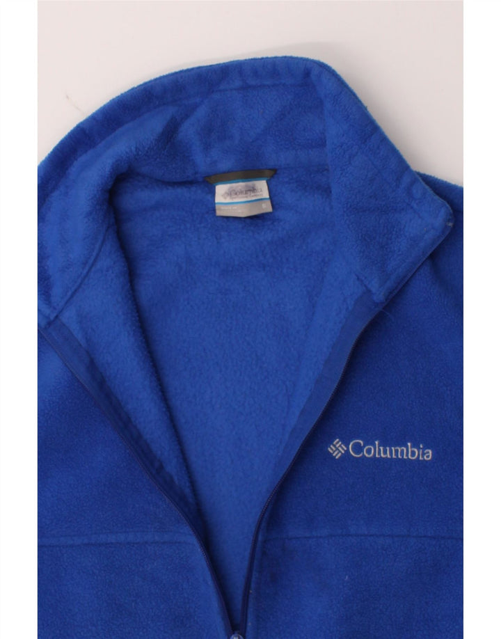 COLUMBIA Mens Fleece Jacket UK 36 Small Navy Blue Colourblock Polyester Vintage Columbia and Second-Hand Columbia from Messina Hembry 