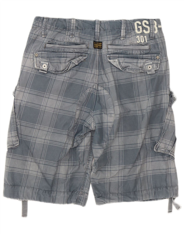 G-Star Herren Cargoshorts W32 mittelgrau karierte Baumwolle