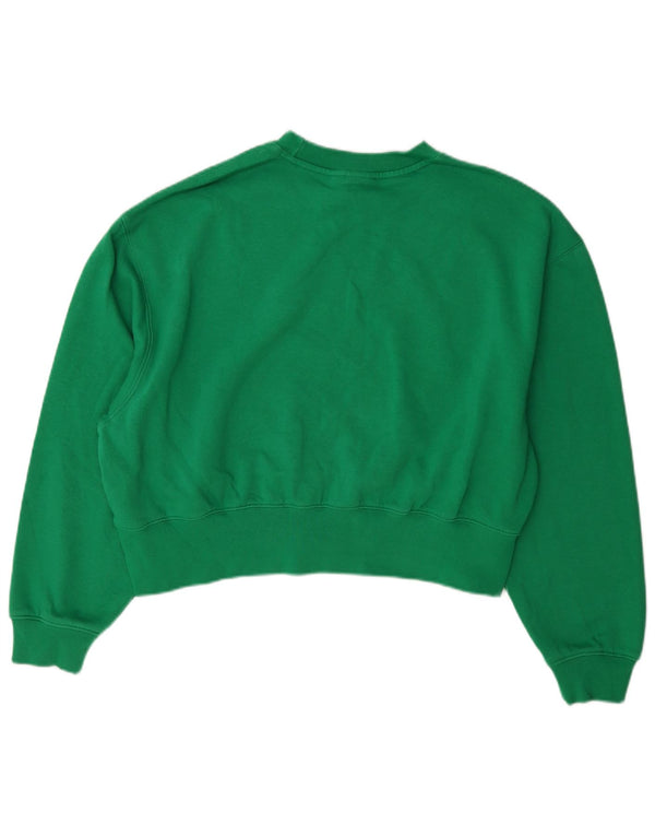 Adidas Damen Crop Oversized Sweatshirt Pullover UK 8/10 Small Grüne Baumwolle