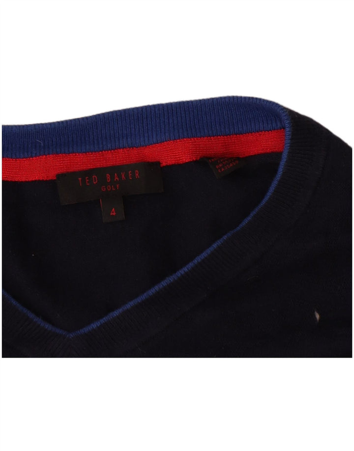 Ted Baker Herren-Pullover mit V-Ausschnitt, Größe 4, groß, Marineblau