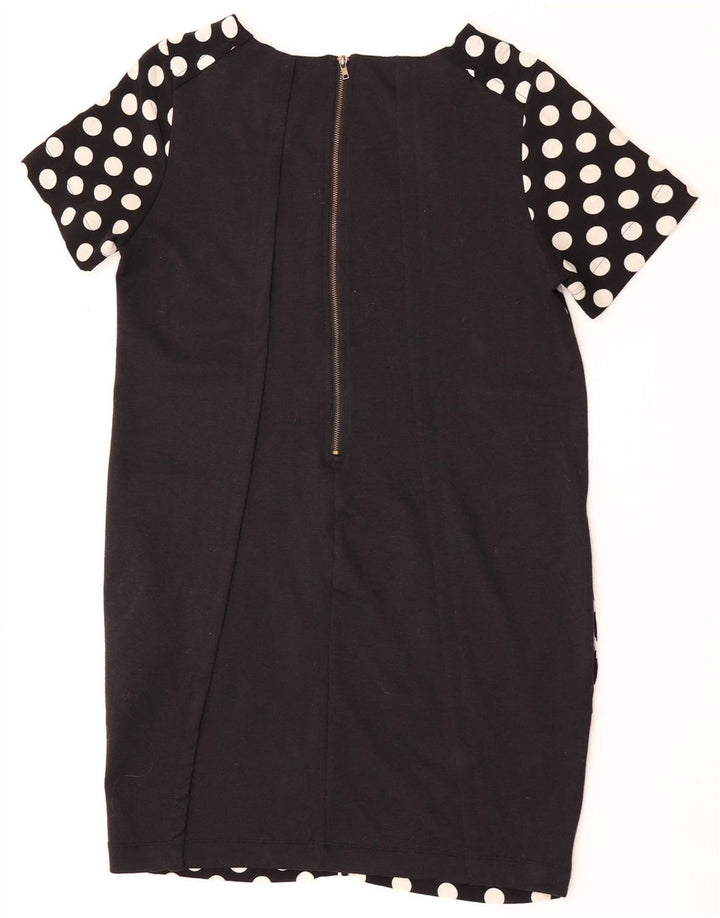 Zara Damen Etuikleid UK 12 Mittelschwarz gepunktetes Polyester
