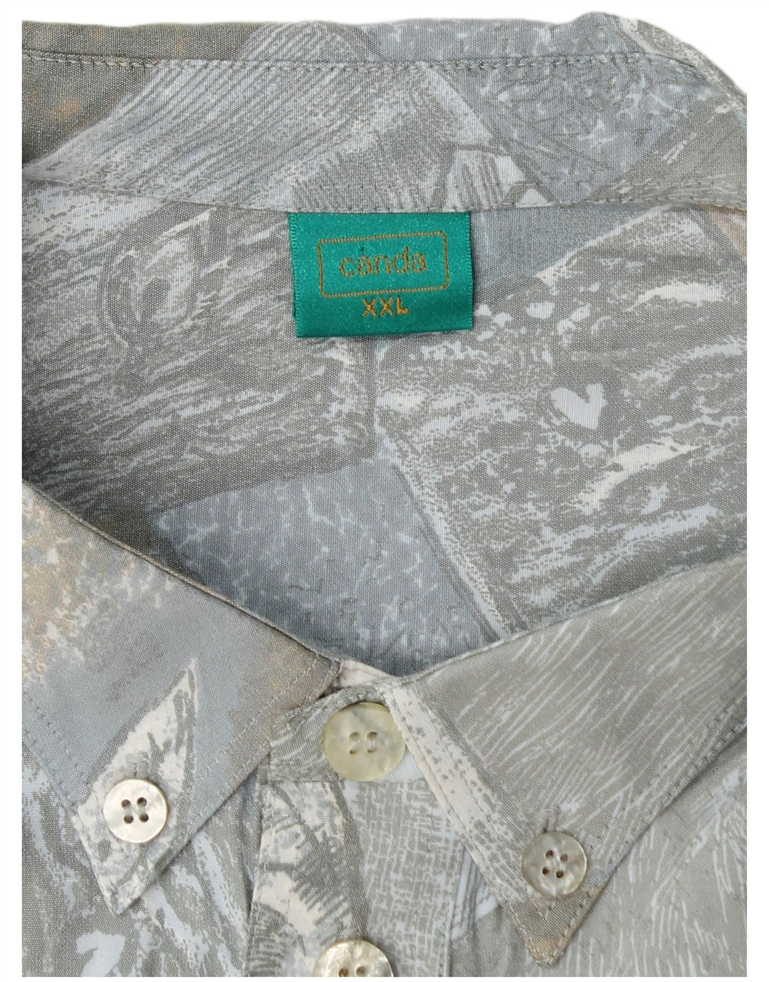 CANDA Herren-Pulloverhemd mit abstraktem Muster, kurzärmelig, 2XL, blaue Viskose