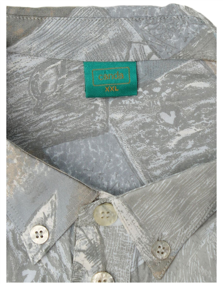 CANDA Herren-Pulloverhemd mit abstraktem Muster, kurzärmelig, 2XL, blaue Viskose