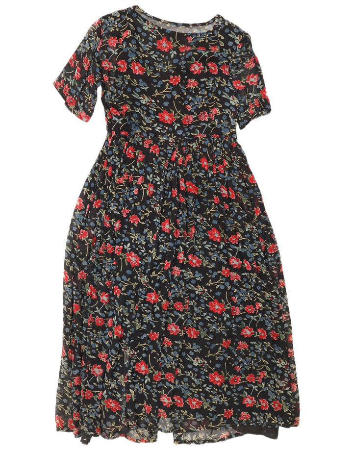 Coocoon Damen Maxikleid UK 10 Small Schwarz geblümt