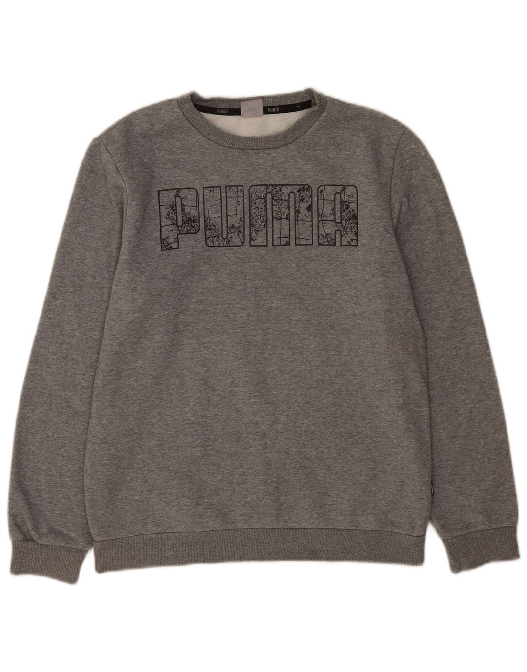 Puma Grafik-Sweatshirt für Jungen, 13–14 Jahre, grau gefleckte Baumwolle