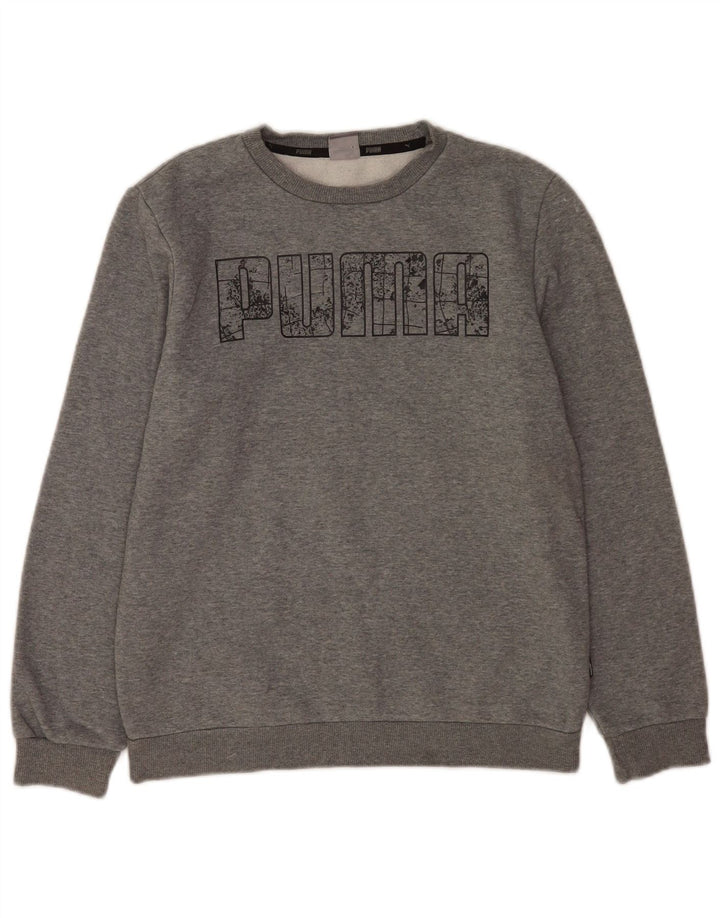 Puma Grafik-Sweatshirt für Jungen, 13–14 Jahre, grau gefleckte Baumwolle