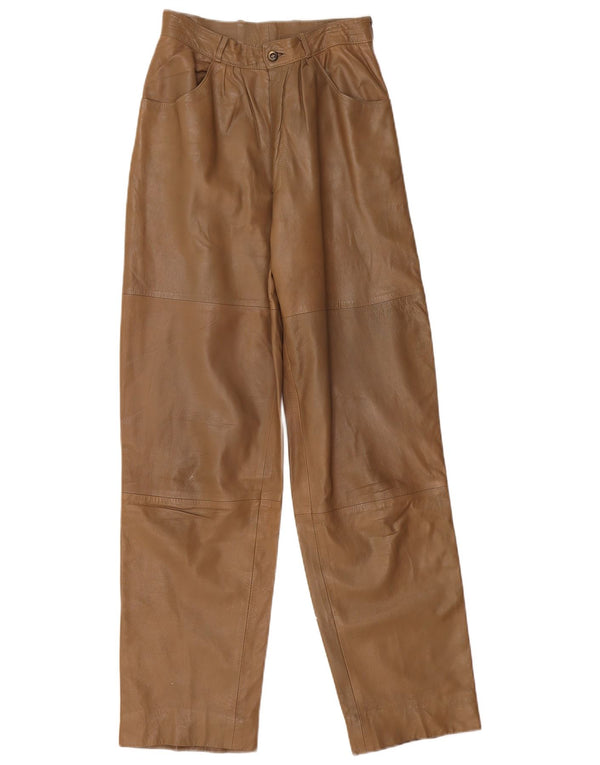 VINTAGE Damen-Lederhose mit lockerer Passform, W26, L32, Beige