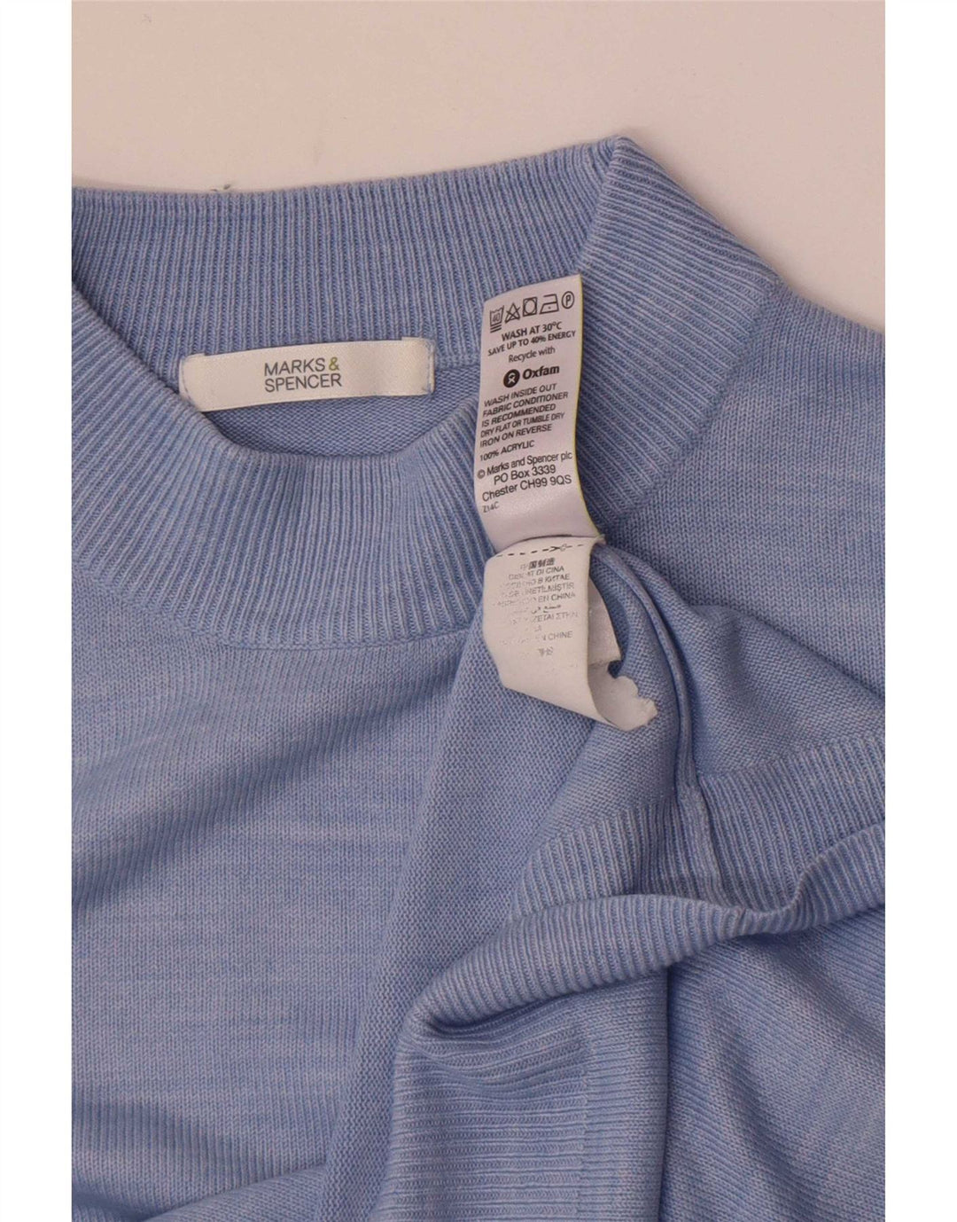 Marks & Spencer Rollkragenpullover für Damen, Gr. 14, Größe L, Blau meliert
